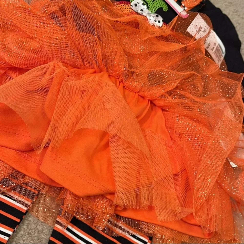 12 mo Halloween 3-pc Pumpkin Tutu w/leggings, headband